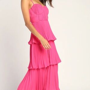 Hot Pink Tiered Bustier Dress - NWT - Lulus - Large
